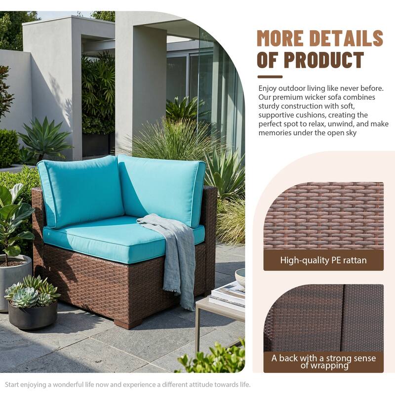 Outdoor Wicker Sectional Sofa 8-Piece Set with Fire Pit Table