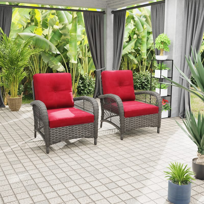 Cozywor Wicker Outdoor Patio Lounge Chair (Set of 2)