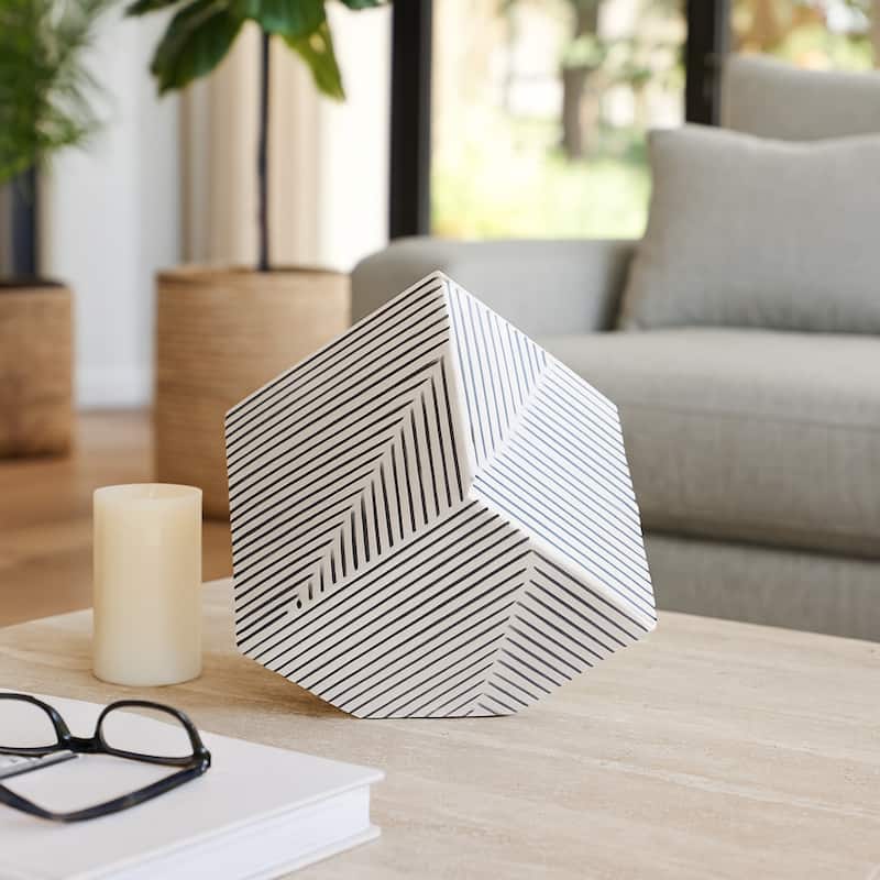 Resin Wood Modern Decorative Object Cube for Home Decor - 4" Black - 4" x 4" x 4"