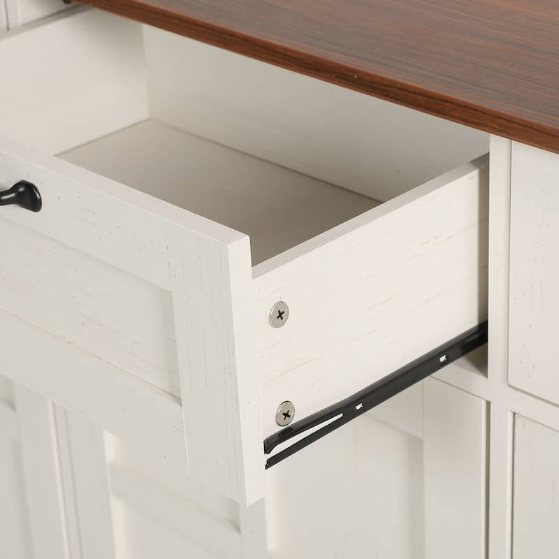 Moasis 58.3" Wide Kitchen Island With Double Tilt Out Trash Can Cabinet