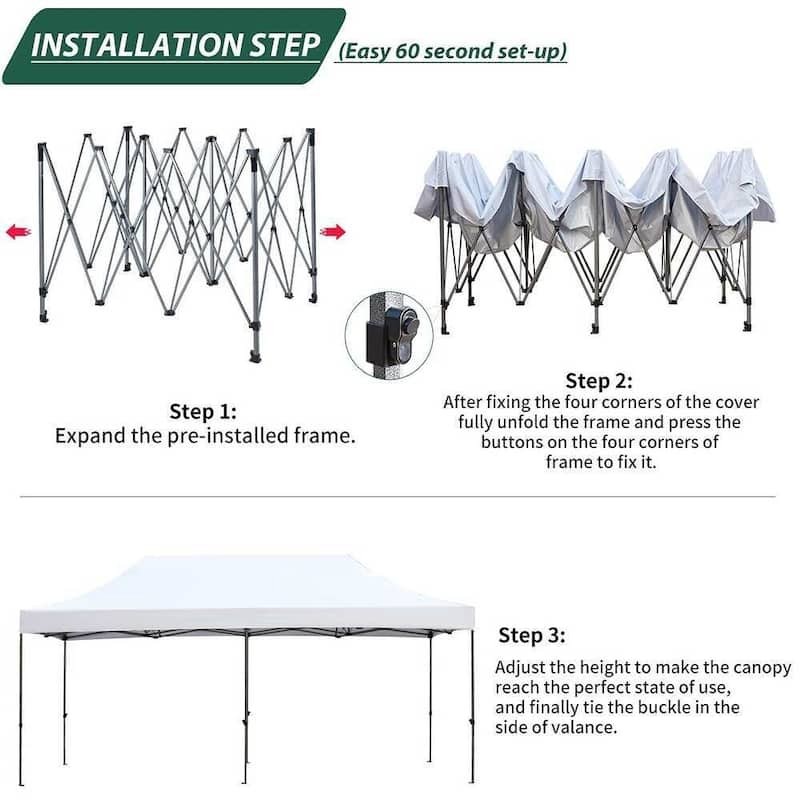 EROMMY Heavy-Duty Instant Canopy Tent for Commercial Use – Includes Roller Bag, Sandbags, Wind Ropes, and Ground Stakes