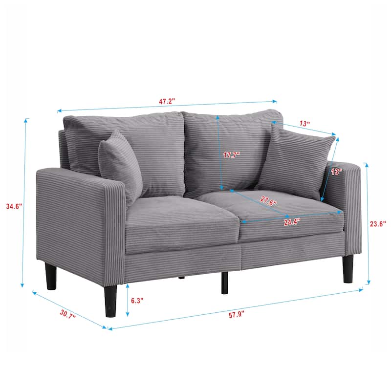 5-Seat Corduroy Sofa Set (3-Seater + 2-Seater) with High-Density Sponge Cushions & Sturdy Hardwood Frame