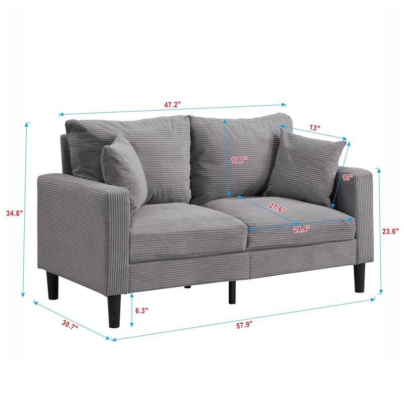 Resilience Loveseat Sofa, Wooden Frame 2 Seat Sofa
