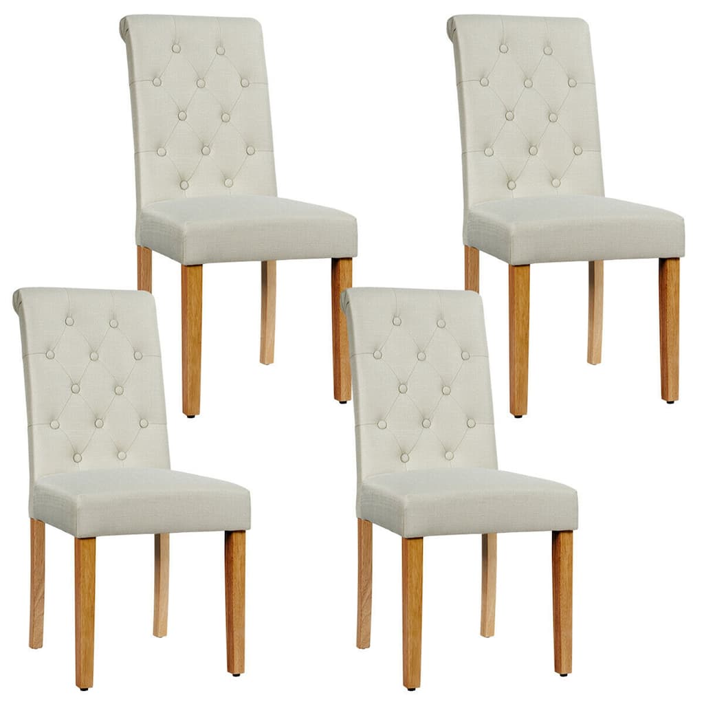 Gymax 4PCS Upholstered Dining Chair High Back Armless Chair w/ Wooden - See Details