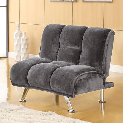Gier Contemporary Grey Fabric Upholstered Futon Chair by Furniture of America