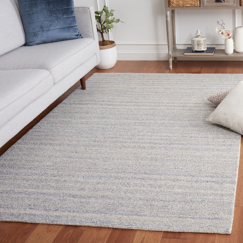 SAFAVIEH Handmade Ebony Cesarina Modern Wool Rug - 4' x 6' - Blue/Grey