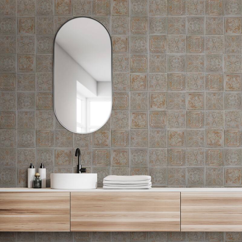 Merola Tile Fitz Charcoal 8" x 8" Ceramic Wall Tile - Case (22 Tiles)
