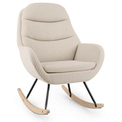 Costway 1/2 PCS Upholstered Rocking Chair with Padded Backrest & Seat