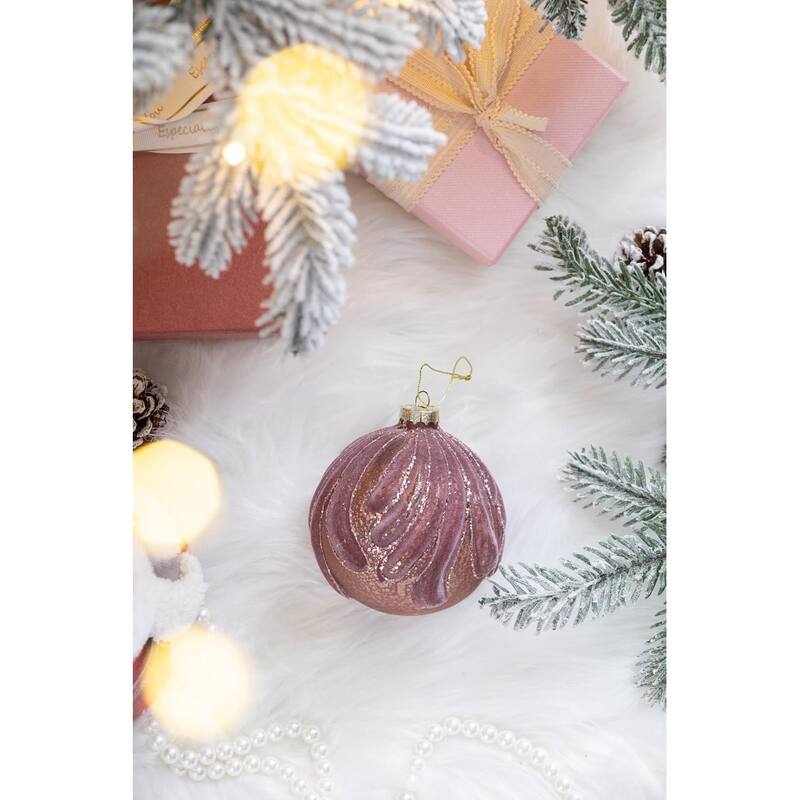 D3.9" Christmas Ball Ornaments, Glass Decorative Hanging Ball Christmas Tree Ornaments for Holiday Decorations, Set of 6