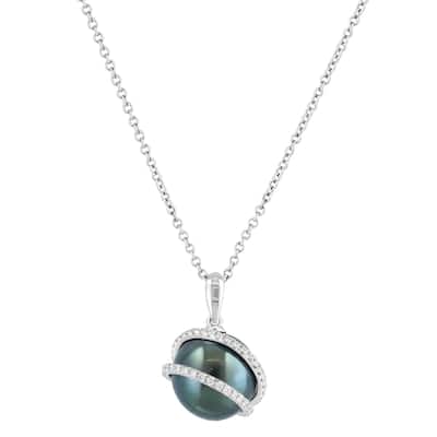 EFFY 14K Gold Diamond,Black/Tahitian Pearl Pendant Necklace - 18 Inch