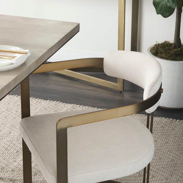 Cream Fabric Seat With Gold Iron Frame Dining Chair