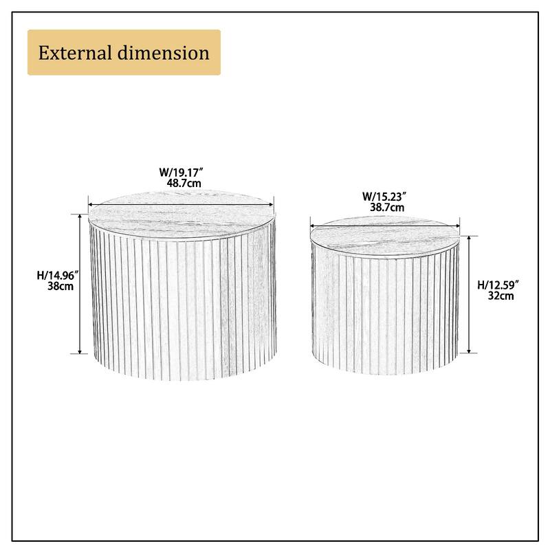 Nested Table Set 2 Pieces End Table Coffee Table Bedside Table