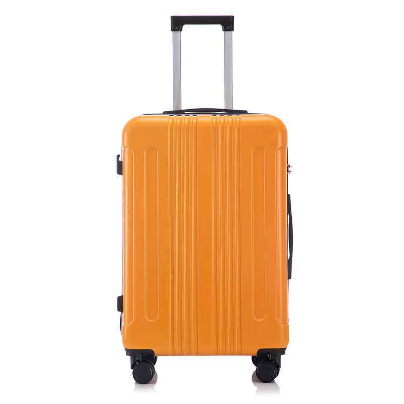 20"/24"/28" 3-Piece, Modern Luggage Sets with Retractable Handle and Combination Lock, for Boarding Travel, Black+Orange