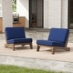 preview thumbnail 75 of 130, Outdoor Teak Patio Furniture 2 Club Chairs Loveseat Table Set of 2 Club Chairs - Navy