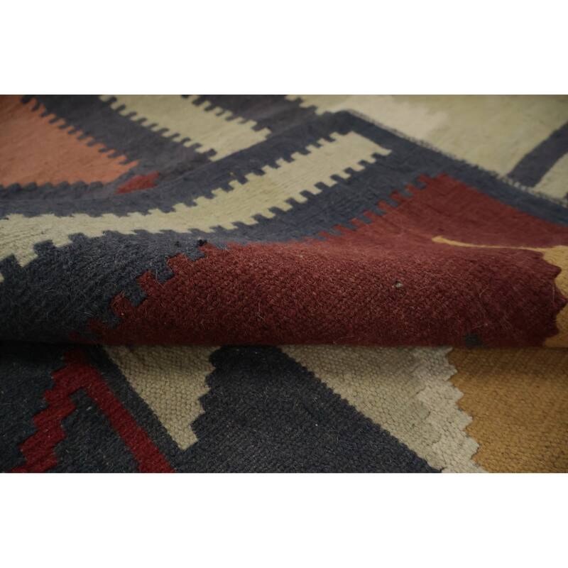 Hand Woven Oriental 100% Wool Carpet Southwestern Tribal Multi-Colored Kilim Area Rug - 11' 7'' X 8' 2''