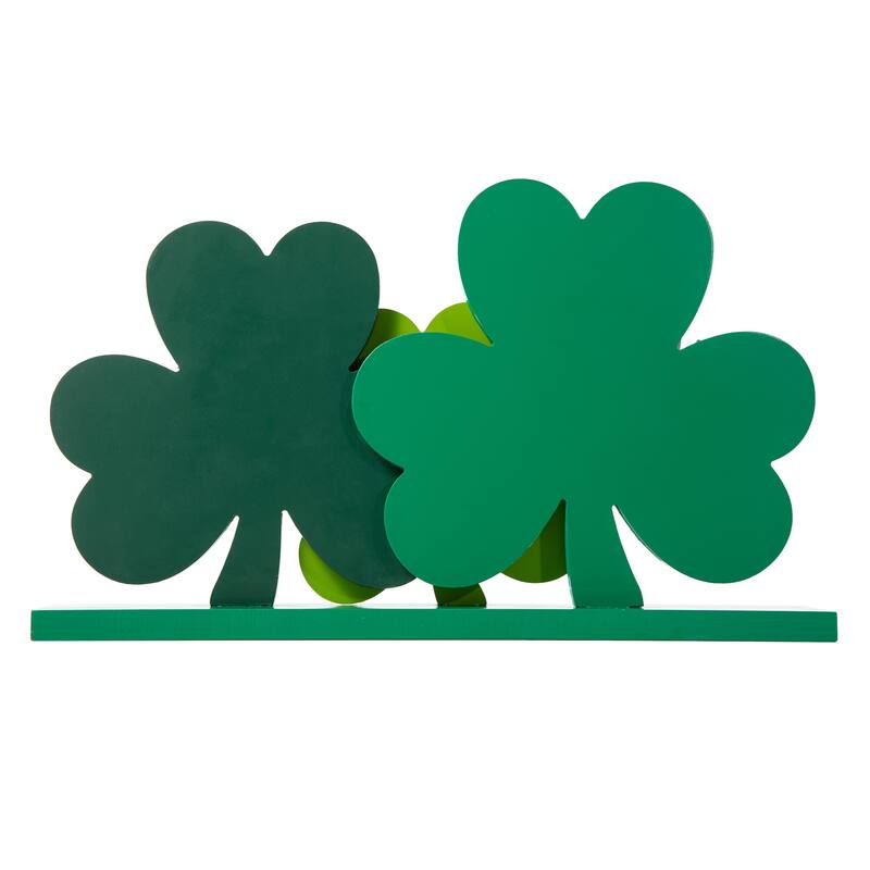 Glitzhome 16"L St. Patrick's Wooden Shamrocks Table decor