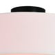 preview thumbnail 9 of 10, Burnaby White Linen Semi-flush Drum Ceiling Light