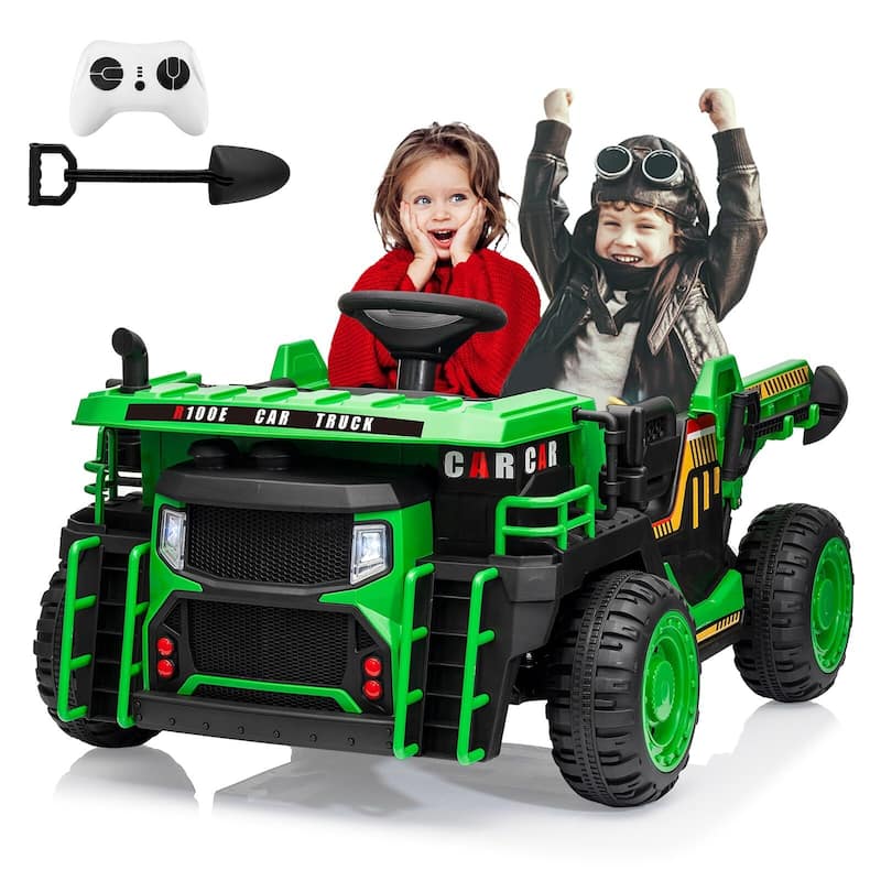 24V 2 Seater Kids Ride On Dump Truck with R/C - Green
