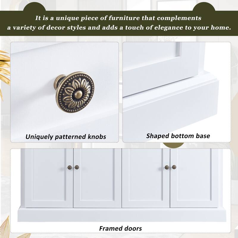 Modern Sideboard Buffet Cabinet with Ample Storage, 2 Drawers, 4 Doors, and Adjustable Shelves for Dining Room or Living Room