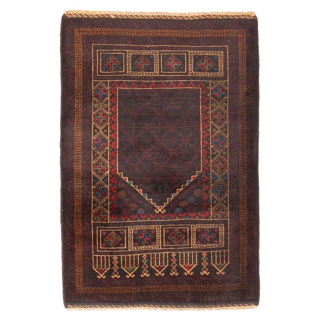 ECARPETGALLERY Hand-knotted Teimani Dark Brown Wool Rug - 3'1 x 4'8