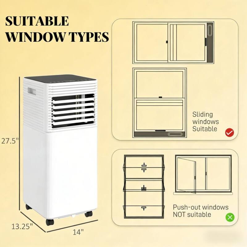 Mobile Air Conditioner 10000 BTU for Cooling and Dehumidifying. Sleep Mode. Timer. Sliding Window Use