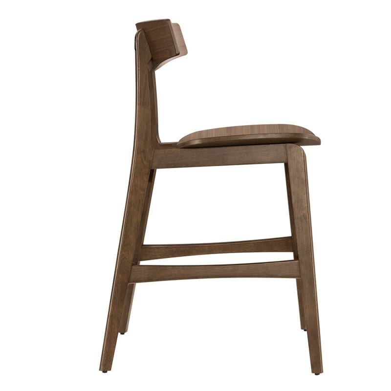 Spruce & Spring Modern Farmhouse Bar Stool with Bentwood Back and Saddle Seat