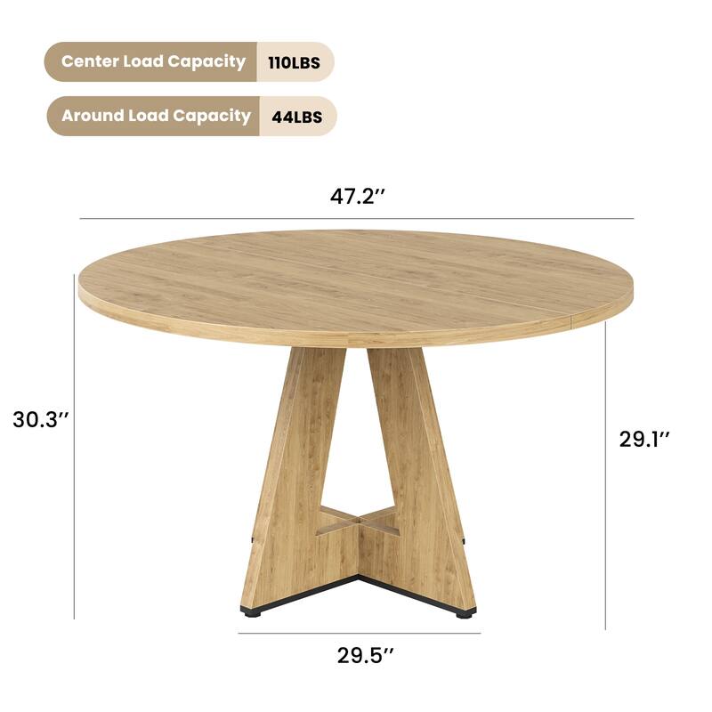 Rossetta 47" Modern Plain Stylish Design Wood Round Dining Table with Strong Metal Legs - 47"x47"