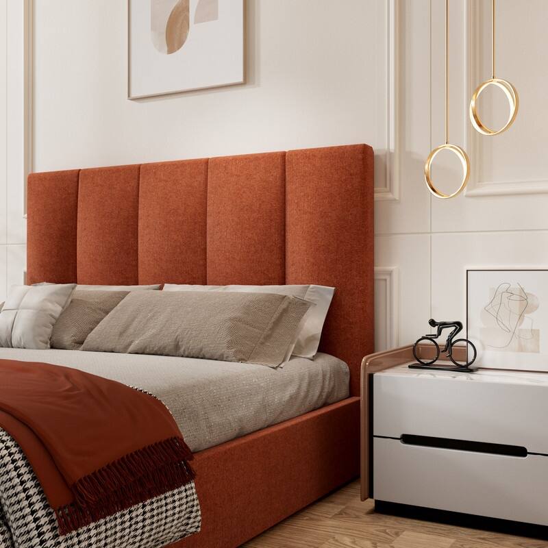 Modern Upholstered Lift-Up Storage Platform Bed with Headboard
