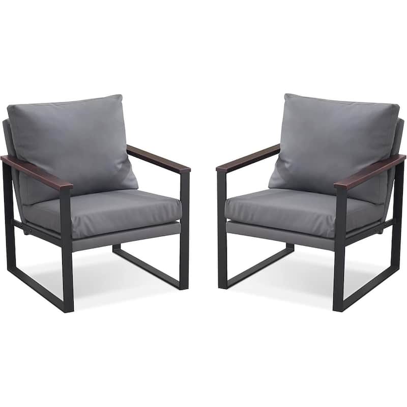 MCombo set of 2 Modern Accent Chair with Upholstered Cushion, Faux Leather HQ304