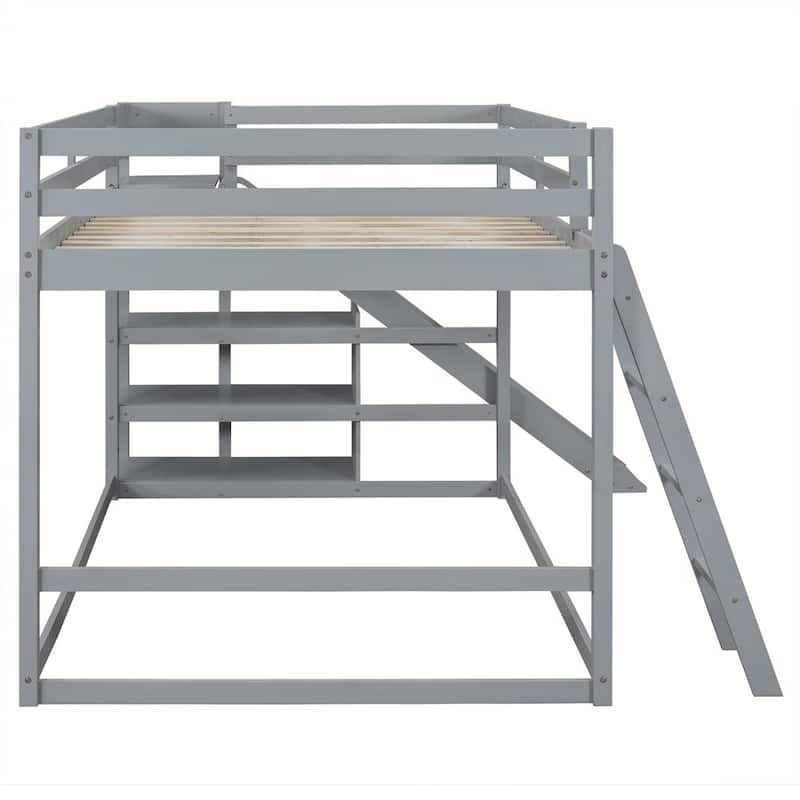 Merax Full over Full Bunk Bed with Ladder, Slide and Shelves