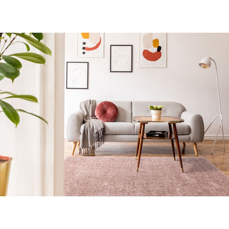 Taylor Collection - Plush Pink Shag Area Rug