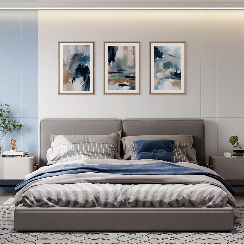 Minimalist Navy Shape Wall Decor, Large Abstract Block Wall Painting