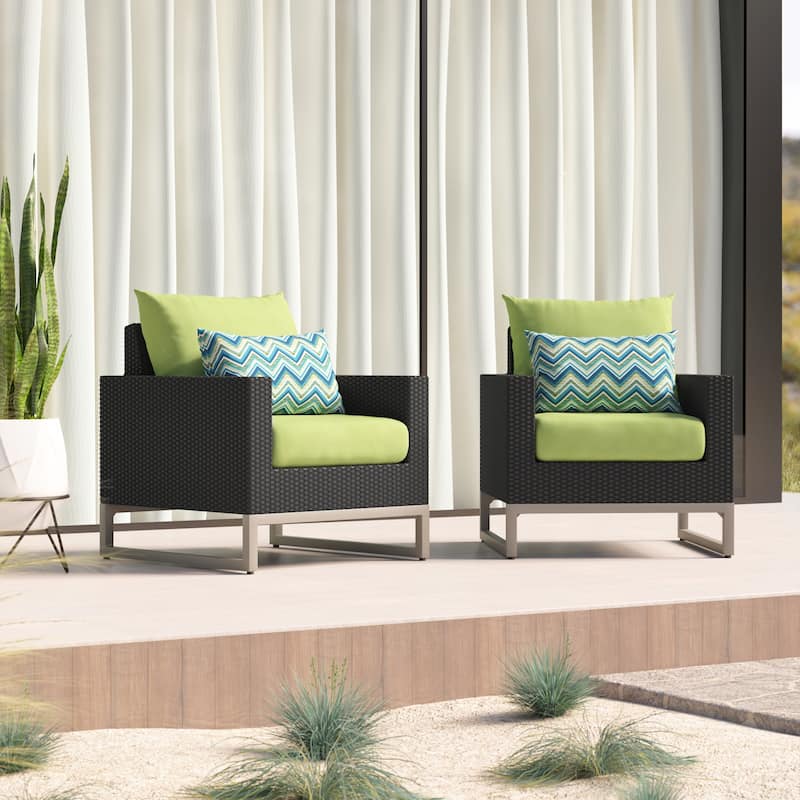 Milo Espresso 2 Piece Sunbrella Outdoor Patio Club Chairs