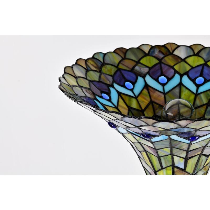 Tiffany-style Peacock Torchiere