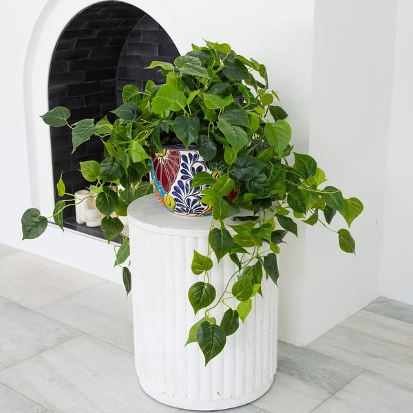 42" UV Resistant Artificial Philodendron in Handmade Talavera Planter - Green