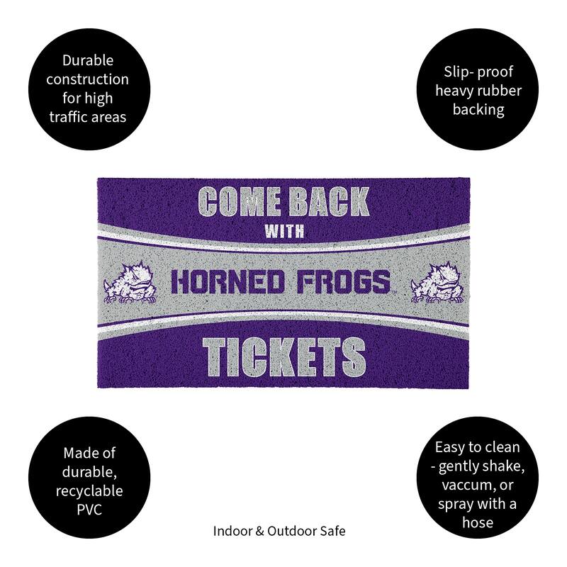 TCU 28 in. x 16 in. PVC "Come Back With Tickets" Trapper Door Mat