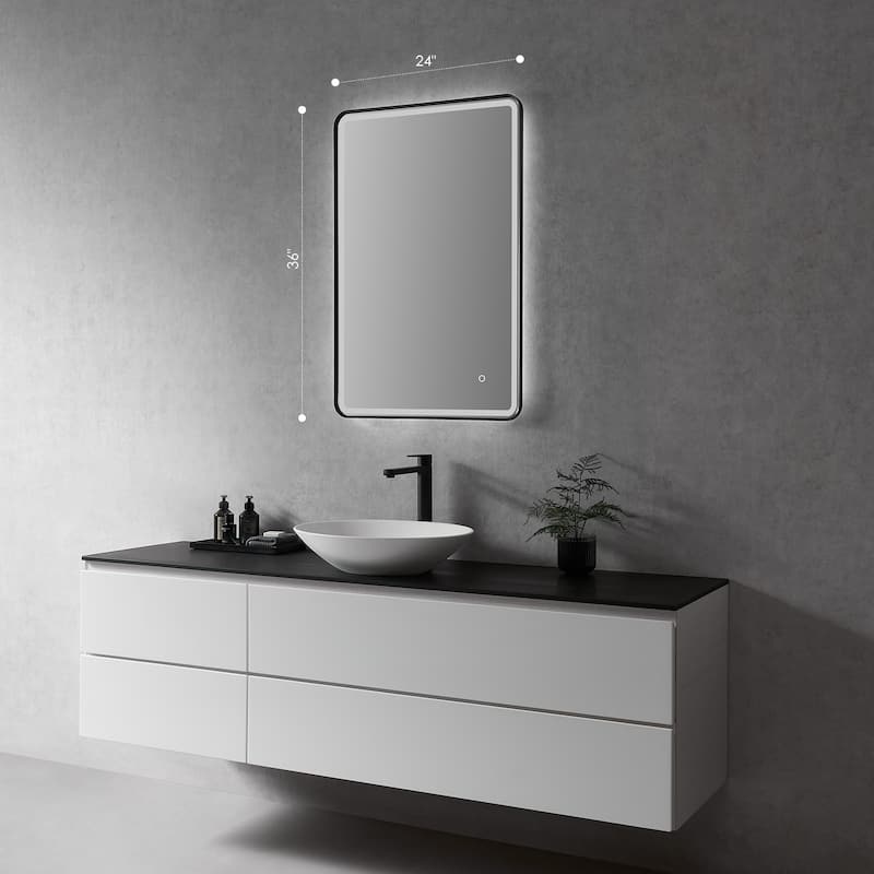 Altair Viaggi Rectangle Framed LED Lighted Wall Mirror