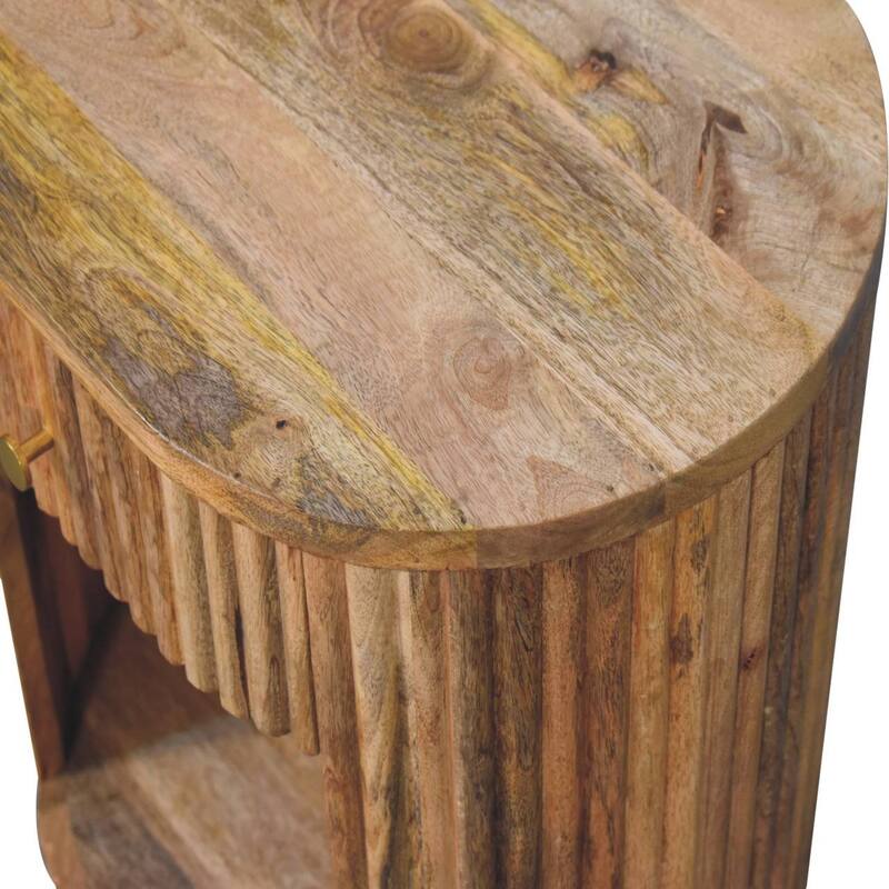 HomeRoots 23" Natural Solid Wood Oval Ribbed Texture One Drawer Nightstand