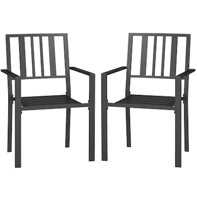Galvanized Steel Outdoor Dining Chair Set of 2 Stackable - 22.5" W x 22.75" D x 35" H