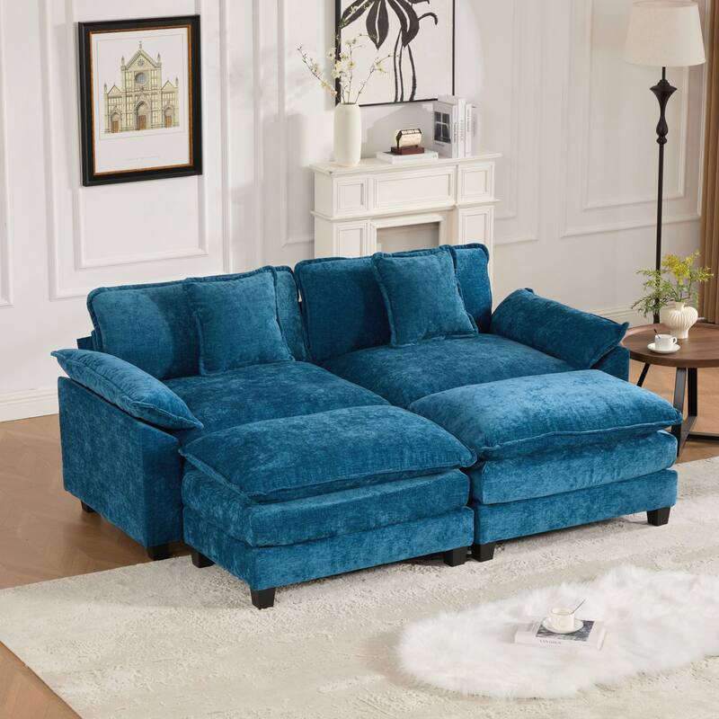 Modern Sectional Couch, for Living Room Bedroom and Apartment, Comfy Double Layer Upholstered Seat Cushion