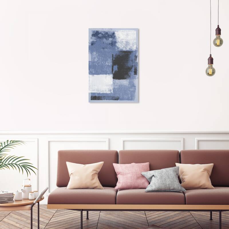 Wynwood Studio Canvas Abstract Remixed Purity Indigo Charcoal Blue and Pastel Blue Modern & Contemporary Wall Art Canvas Print - 30 x 20