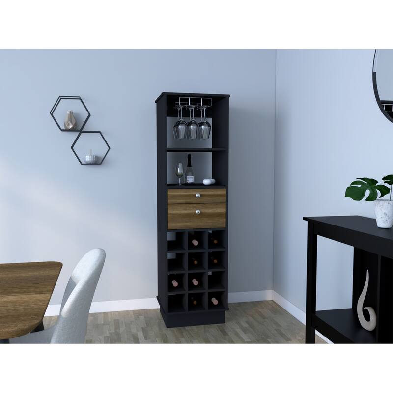 Bar Cabinet Bureck, Living Room, Black / Walnut，High quality and durable