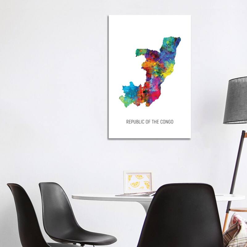 iCanvas "Republic Of The Congo Map" by Michael Tompsett Canvas Print - 40x26x1.5