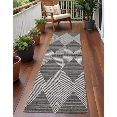 Altomi Stylish Geometric Weather Resistant Timeless Grace Outdoor Rug - 3' X 8'