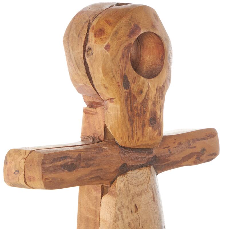 Brown Teak Wood Handmade Anchor Decorative Sculpture with Mosaic Live Edge Pieces