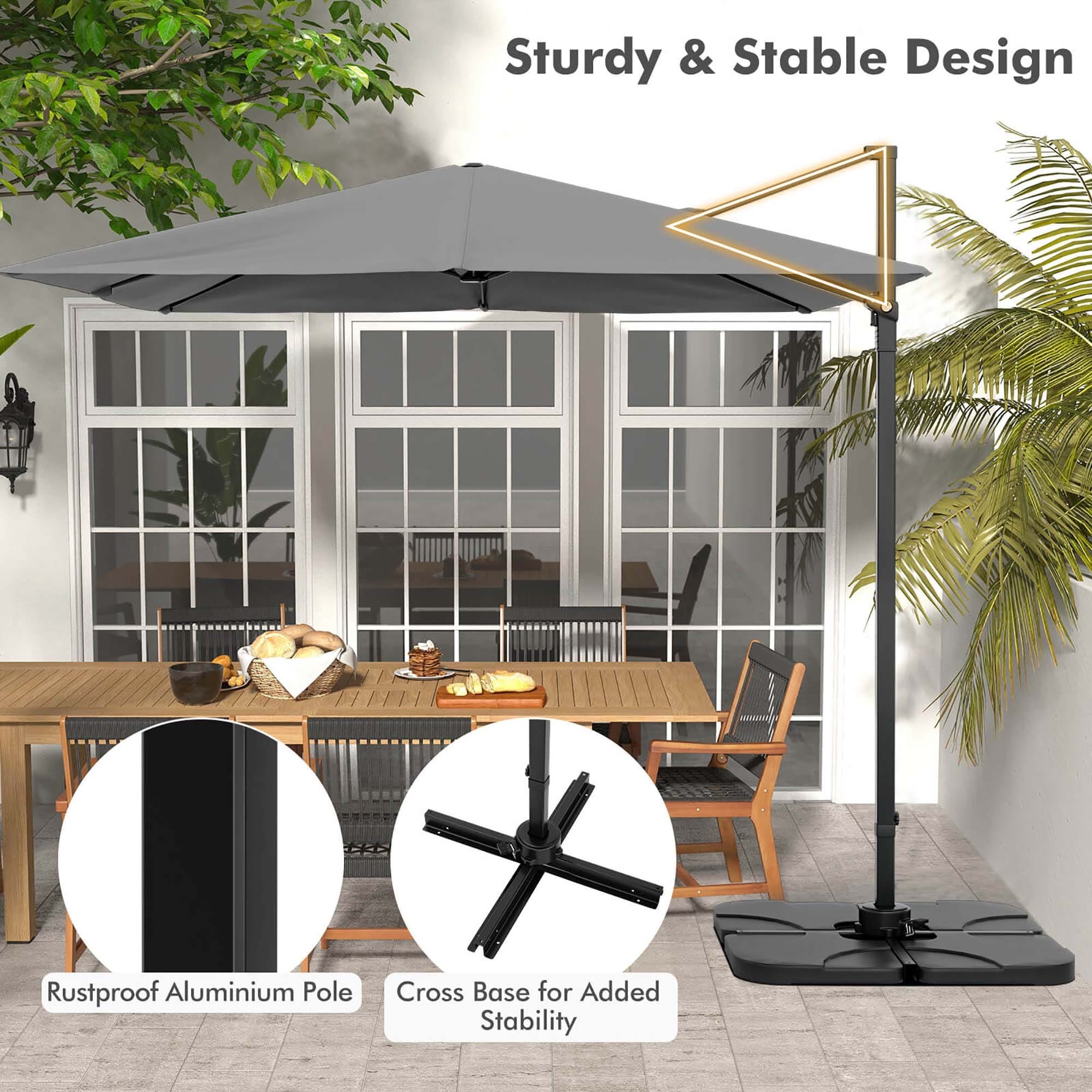 9x9 square outdoor patio hanging offset aluminum umbrella tilt 200g 9 Feet Cantilever Umbrella Offs SpaChemGuy Elevate your outdoor living space with the ultimate shade solution 9 ft. Aluminum Cantilever Tilt