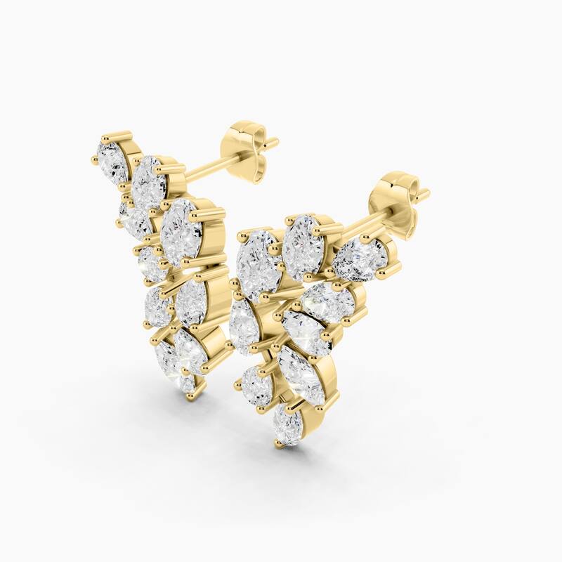 14K Gold Chandelier Oval and Pear Lab Grown Diamond Fashion Drop Earrings 2.19 CTTW