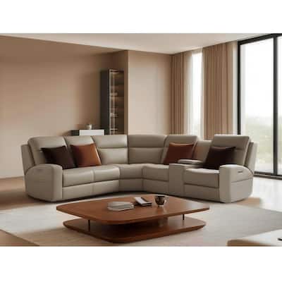 6PCS, 3 power Recliners, Leather Reclining Sectional with Power Headrest & Lumbar