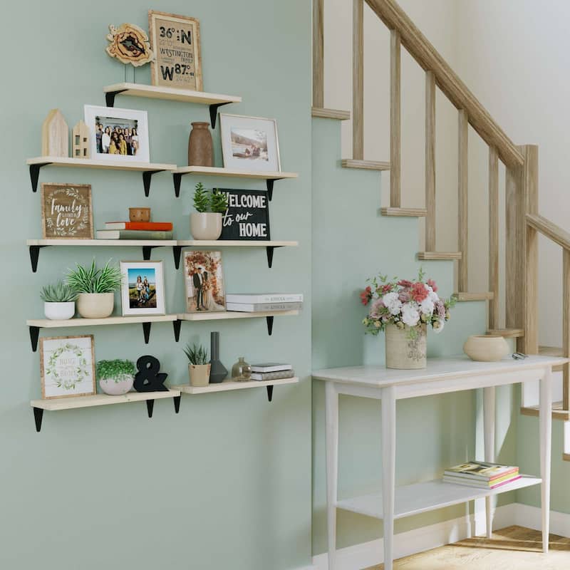 Wallniture Arras 17x4.5" Floating Bookshelves, Hanging Shelves for Living Room, Farmhouse Decor, Custom Finish and Piece Options