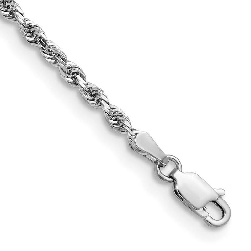 Curata 14k White Gold 2.75mm Sparkle Cut Quadruple Rope Chain Bracelet